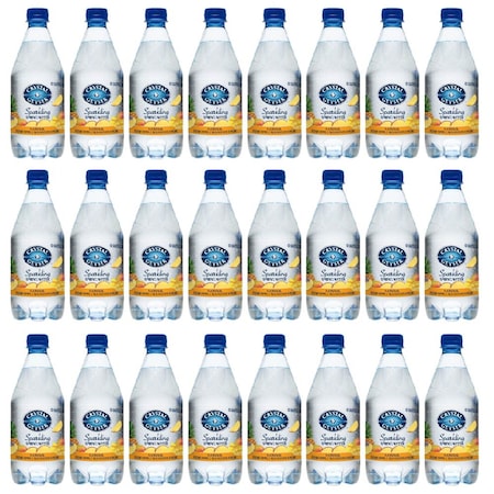 Crystal Geyser Pineapple Mango Sparkling Spring Water PET Plastic Bottles, 18 Fl Oz, PK 24 40101